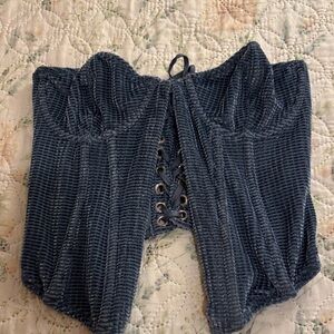 Chic Navy Lace-Up Crop Top